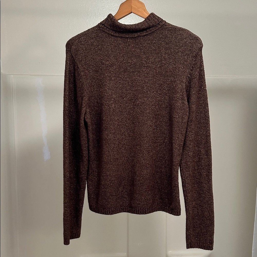 Talbots Rich Heathered Brown Long Sleeve Turtleneck Sweater Size L